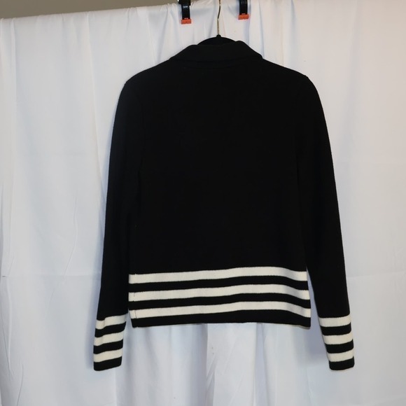 Loft Sailor Knit Jacket Black with White Stripes, One Button Front, Size XS - Picture 5 of 12